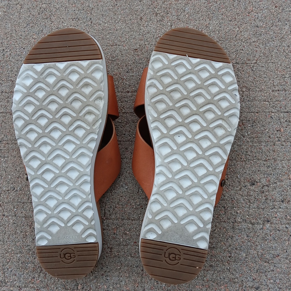 UGG Kari Slide Sandals Criss Cross Leather Strap Womens 6 - Picture 5 of 7